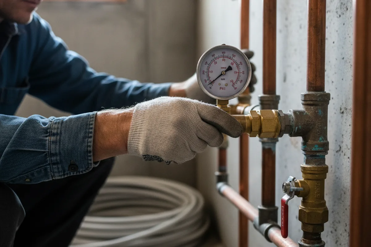 Pressure testing a repaired line during Water Line Repair in Woodlake
